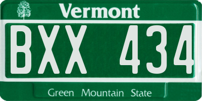 VT license plate BXX434