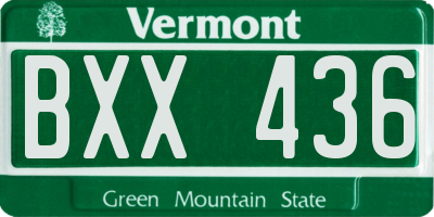 VT license plate BXX436