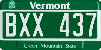 VT license plate BXX437