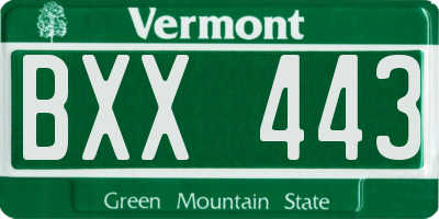 VT license plate BXX443