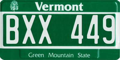 VT license plate BXX449
