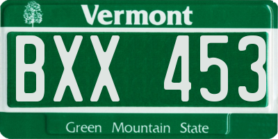 VT license plate BXX453