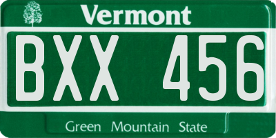 VT license plate BXX456