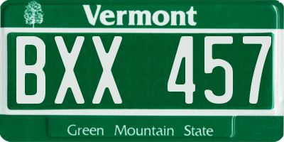 VT license plate BXX457