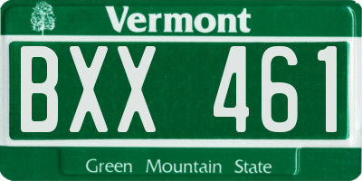 VT license plate BXX461