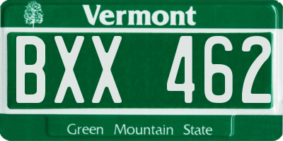 VT license plate BXX462
