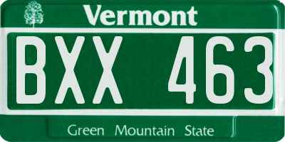VT license plate BXX463