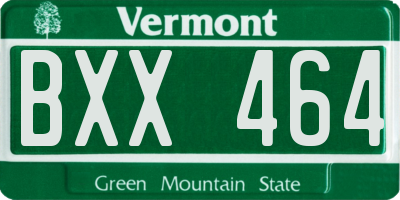 VT license plate BXX464