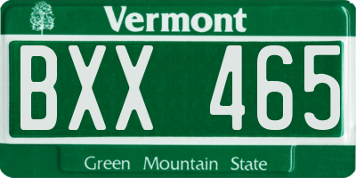 VT license plate BXX465