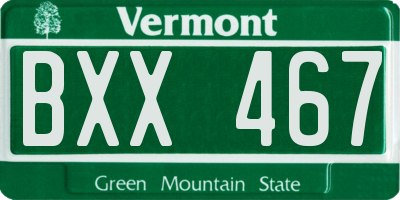 VT license plate BXX467