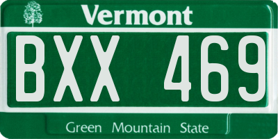 VT license plate BXX469