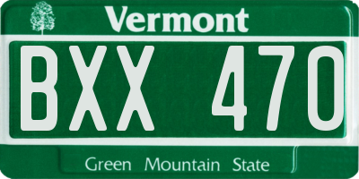 VT license plate BXX470