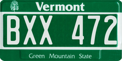 VT license plate BXX472