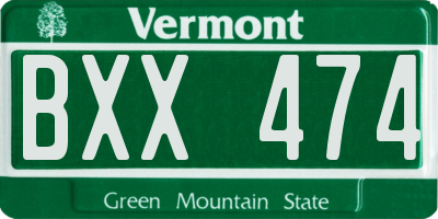 VT license plate BXX474