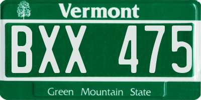 VT license plate BXX475