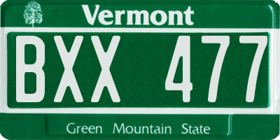 VT license plate BXX477