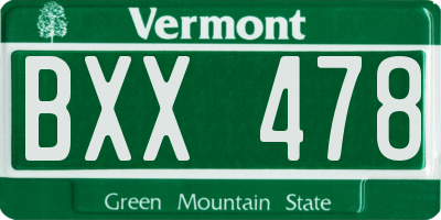 VT license plate BXX478