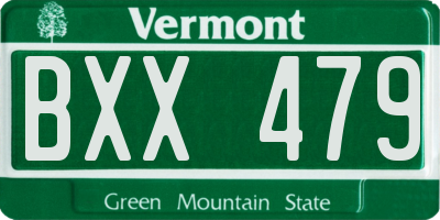 VT license plate BXX479