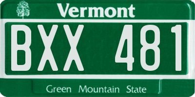 VT license plate BXX481