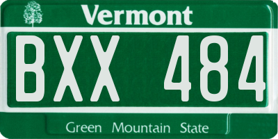 VT license plate BXX484