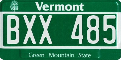 VT license plate BXX485