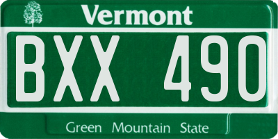 VT license plate BXX490