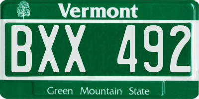 VT license plate BXX492