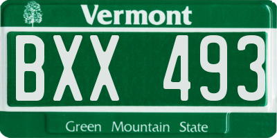 VT license plate BXX493