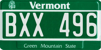 VT license plate BXX496