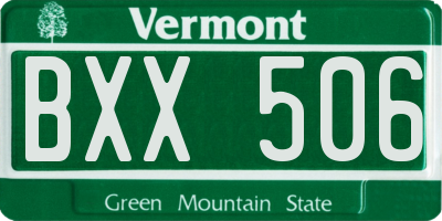 VT license plate BXX506