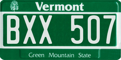 VT license plate BXX507