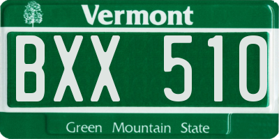 VT license plate BXX510
