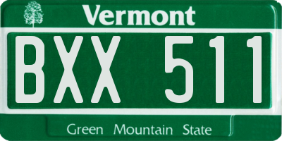 VT license plate BXX511