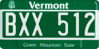 VT license plate BXX512