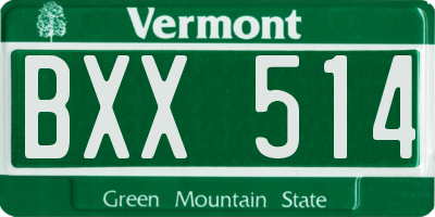 VT license plate BXX514
