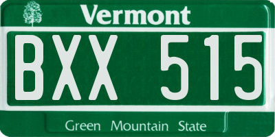 VT license plate BXX515