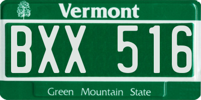 VT license plate BXX516
