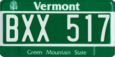 VT license plate BXX517