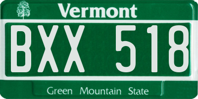 VT license plate BXX518