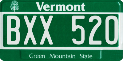 VT license plate BXX520