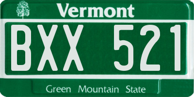 VT license plate BXX521