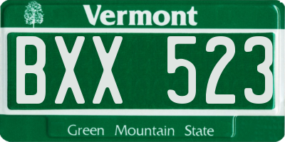 VT license plate BXX523