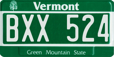 VT license plate BXX524