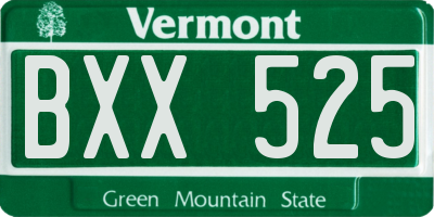 VT license plate BXX525