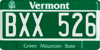 VT license plate BXX526