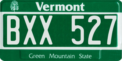 VT license plate BXX527