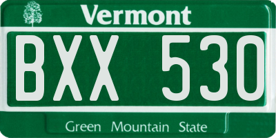 VT license plate BXX530
