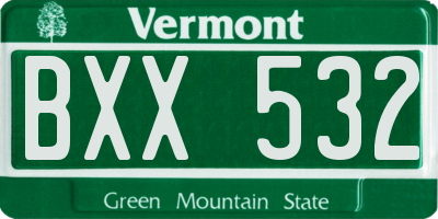 VT license plate BXX532