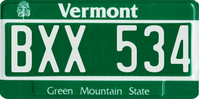 VT license plate BXX534