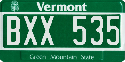 VT license plate BXX535